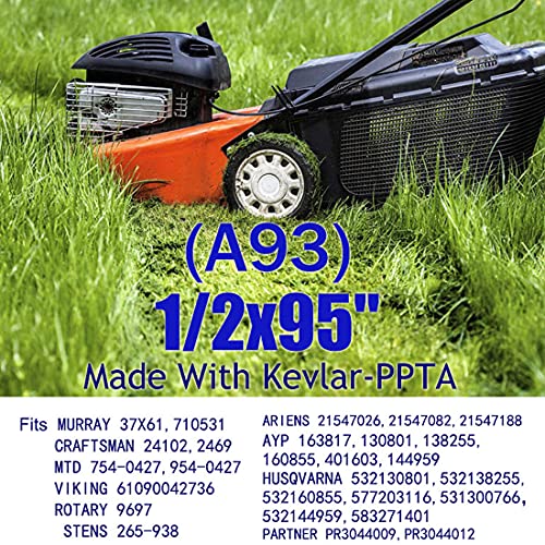 Lawn Mower Tractor Drive Belt for Husqvarna/Craftsman/AYP/Poulan 144959 130801 5321449-59 21547027 531300766 YTHP1542,LT120,LT130,LT1238,LT1538,YT150,21547188 24690 1/2" x 95" Made with Kevlar - Image 2