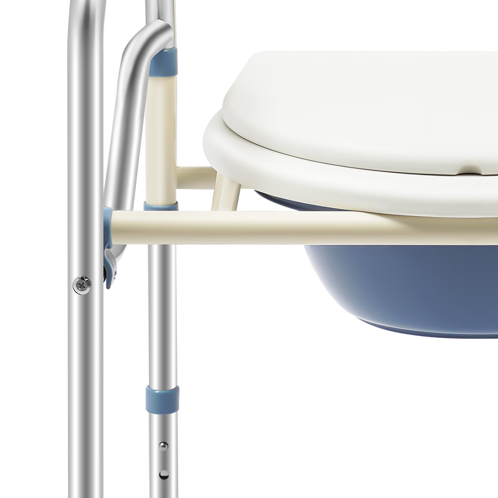 Silla plegable de ducha y aseo regulable en altura de 150 kg, con sartén y tapa, de acero inoxidable, para personas mayores, embarazadas y discapacitados, antideslizante, ahorra espacio y es fácil de