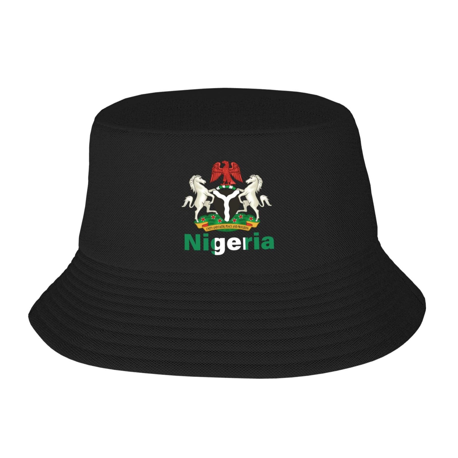HLBSDM Text National Emblem Nigeria Nigerian Bucket Hat Black Fisherman Fishing Fisher Cap Vintage Packable Funny Travel Summer Beach Sun Hat for Men Women