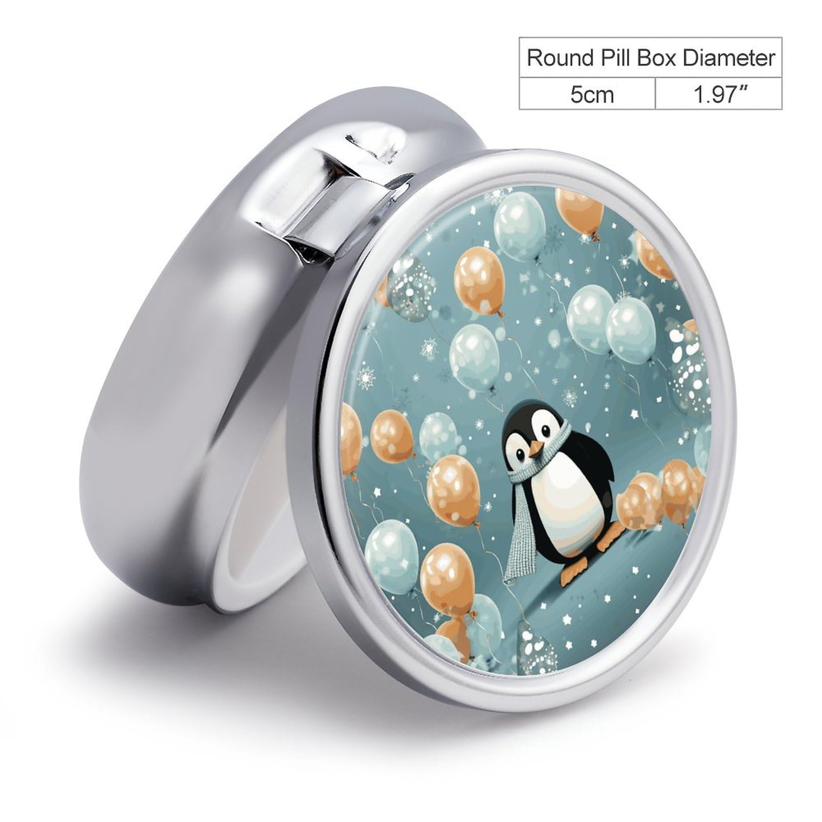 Pill Box Portable Balloon Snowflake Pill Case Cute Pill Organizer for Vitamins Supplements