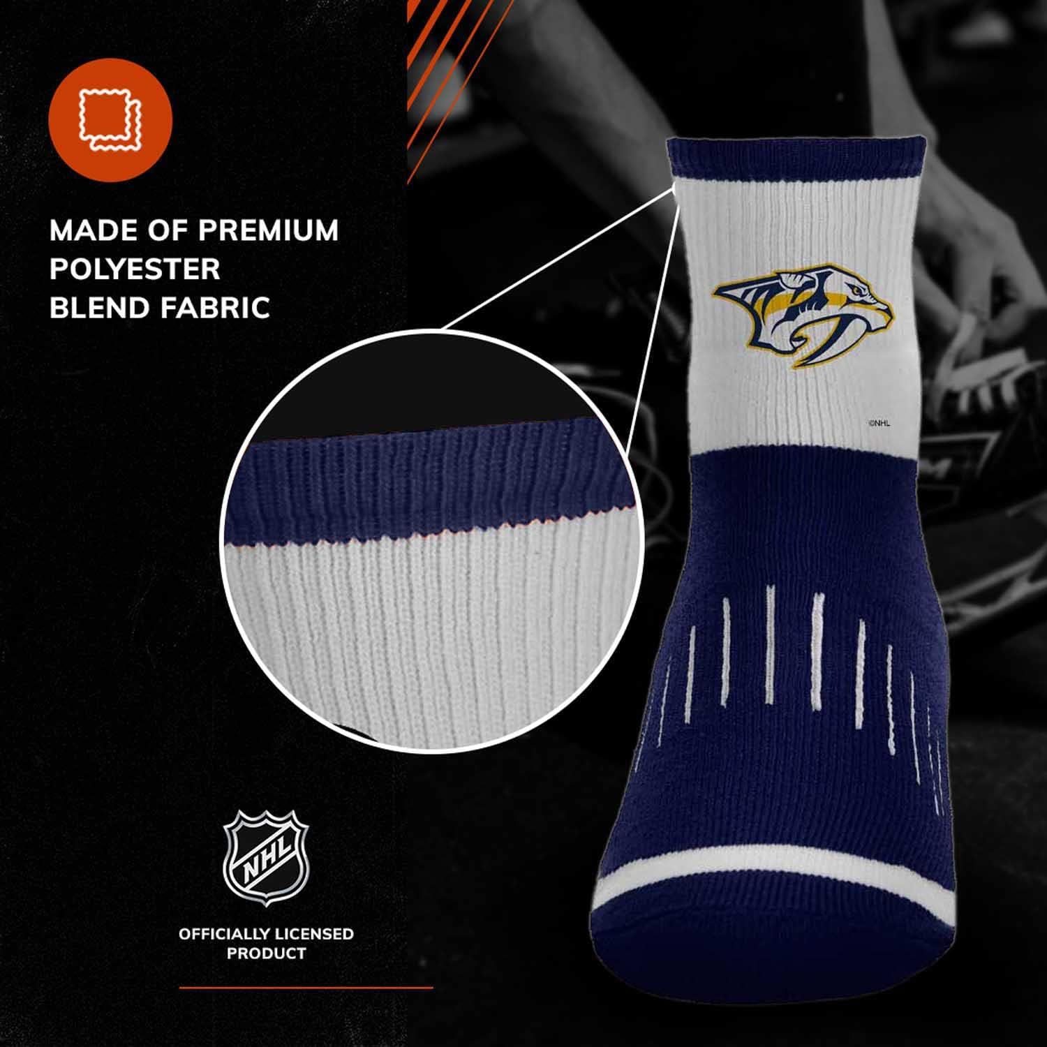 For Bare Feet NHL Youth Surge Socks - All Weather Performance - Machine Washable - Boys & Girls - Comfortable socks for Game