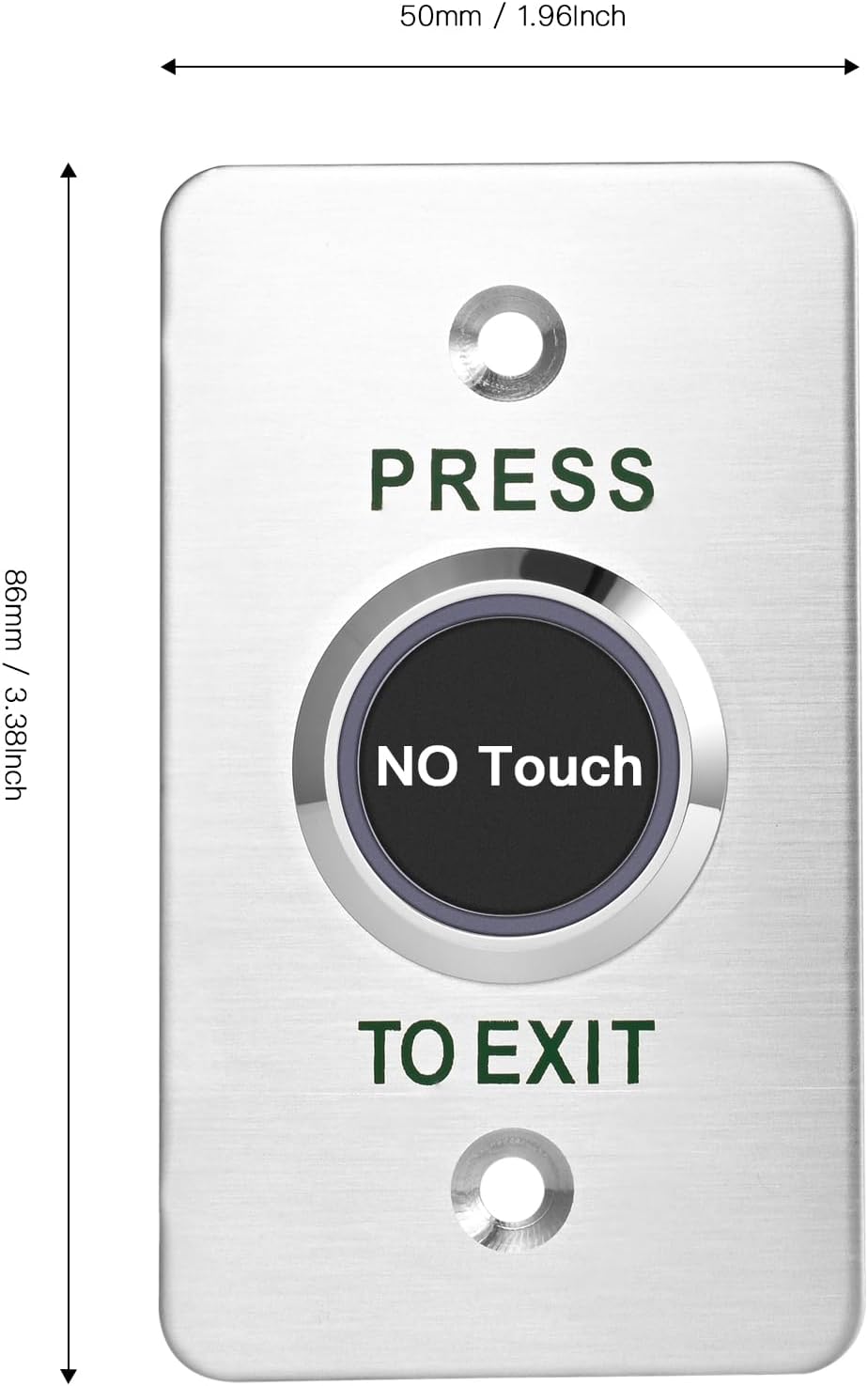 No-Touch Infrared Push to Exit Button with Green LED Indicator, Indoor Stainless Steel Panel Exit Access Control Switchl, featuring NC, COM, and NO Outputs (SNT886-86X50mm) image 2