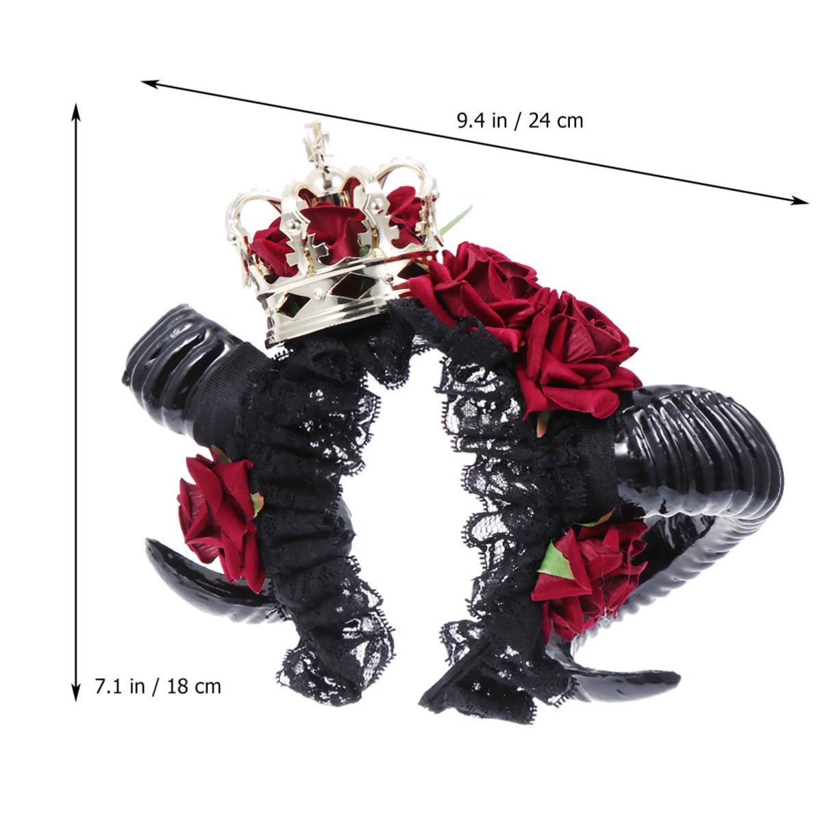 Black Plastic Gothic Crown Rose Headband Party Accessory for Costume