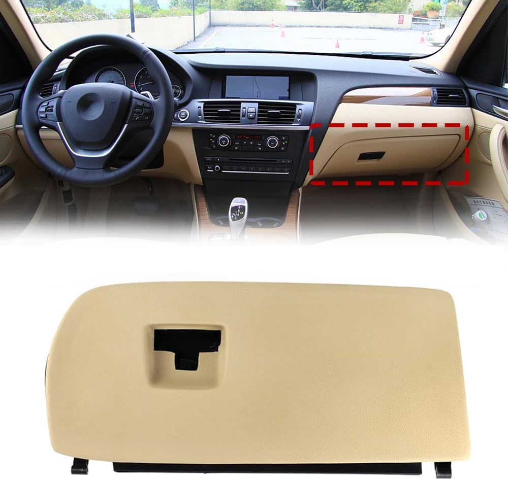 COOL STAR 51166839001 Beige Dash Glove Box Door Cover Lid Compatible with BMW X3 X4 F25 F26 2011-2018 Replace 51169242087 Glove Box Organizer