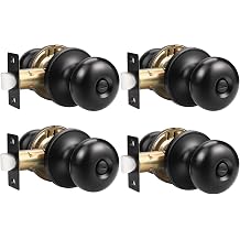 GOBEKOR 4 Pack Privacy Door Knobs Matte Black Bedroom Door Knob with Lock Privacy Knobs Interior Door Knobs for Bed Bath Door Knob Hardware