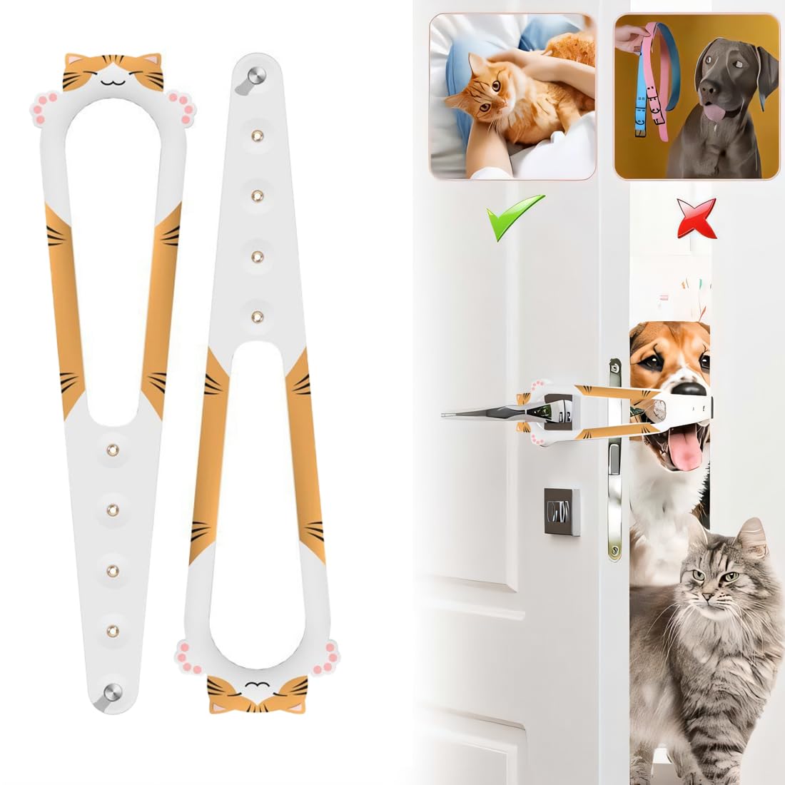 NHQZ 2 Pezzi Fermo Porta Per Cani,Chiusura Porta Gatto,Serratura Porta Staffa Alternative Chiusura Di Sicurezza Per Bambini Serratura Porta Animali Per Far Entrare i Gatti