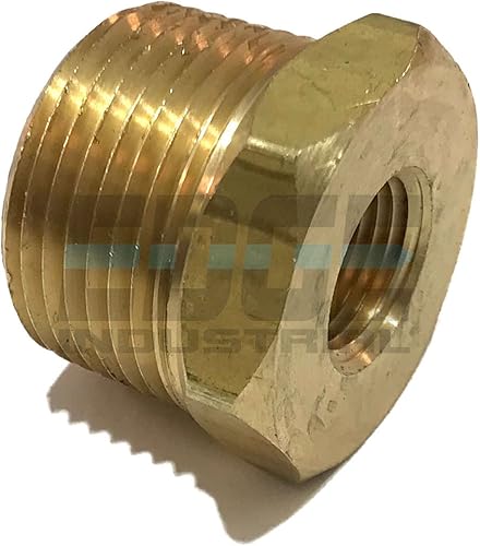 EDGE INDUSTRIAL Buje hexagonal reductor de latón de 1 pulgada macho NPT X 38 pulgadas hembra NPT combustible, aire, agua, aceite, gas, WOG (cantidad