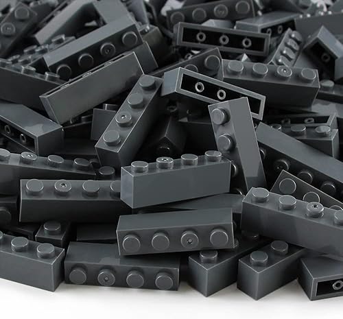 Miniatura 3 de Feleph Juego de 400 piezas de ladrillos de 1 x 4 pulgadas, color gris piedra oscura, piezas clásicas, construcción creativa, juego de bloques de
