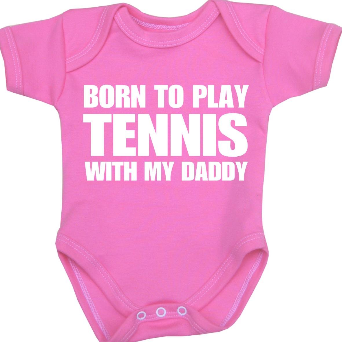 BabyPrem Born to Play Tennis with my Daddy Baby Clothes Bodysuit NB-12 mth PINK 9-12