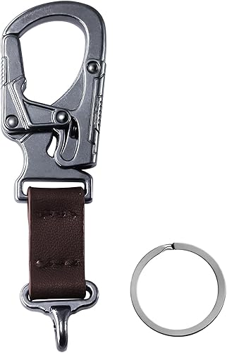 Miniatura 8 de Ahiller Clip de mosquetón, clip de aleación de 1.9 pulgadas para llavero de automóvil con 2 llaveros, ganchos para exteriores, pequeño llavero para