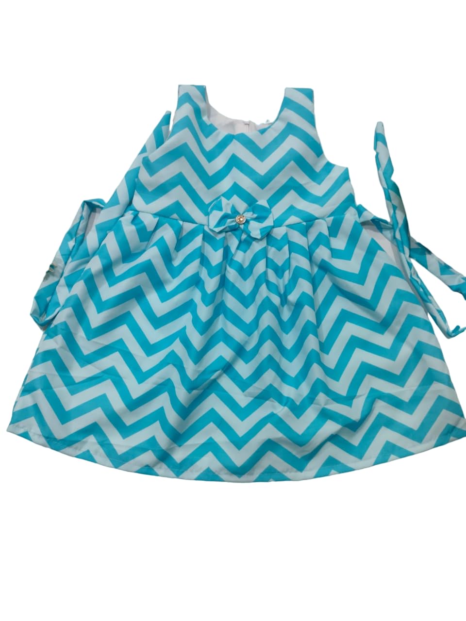 VBGELMGirl's Cotton Blend Mini Regular Frock (Sky Blue)