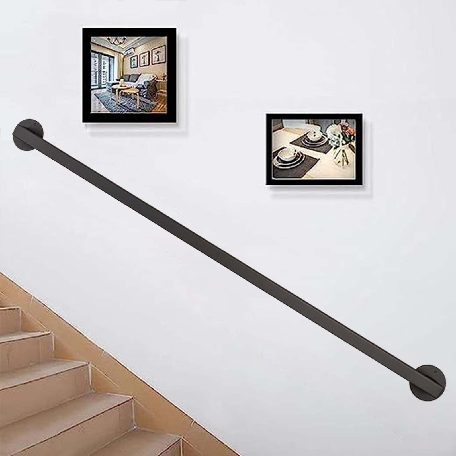 GLDYTVF Black Metal Staircase Handrail Non Slip Galvanized Pipe Banister for Stair Safety Grab Bars with Wall Brackets and Screws 13.1ft/400cm