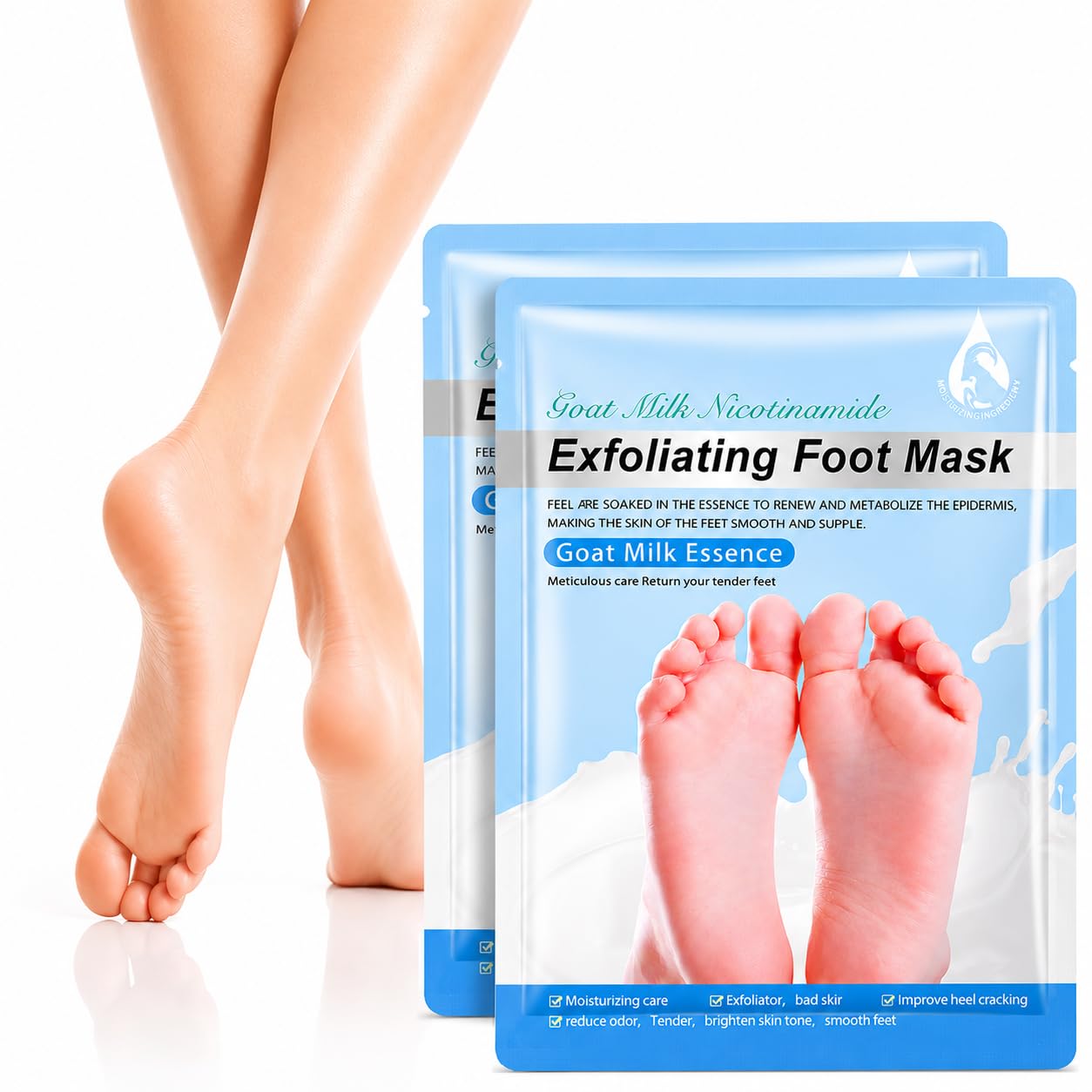 (Pack of 2) Exfoliating Foot Peel Socks for Dry Cracked Feet & Callus Removal | Damask Rose Moisturizing Treatment | Baby Soft Skin Care for Women & Men-picture-34