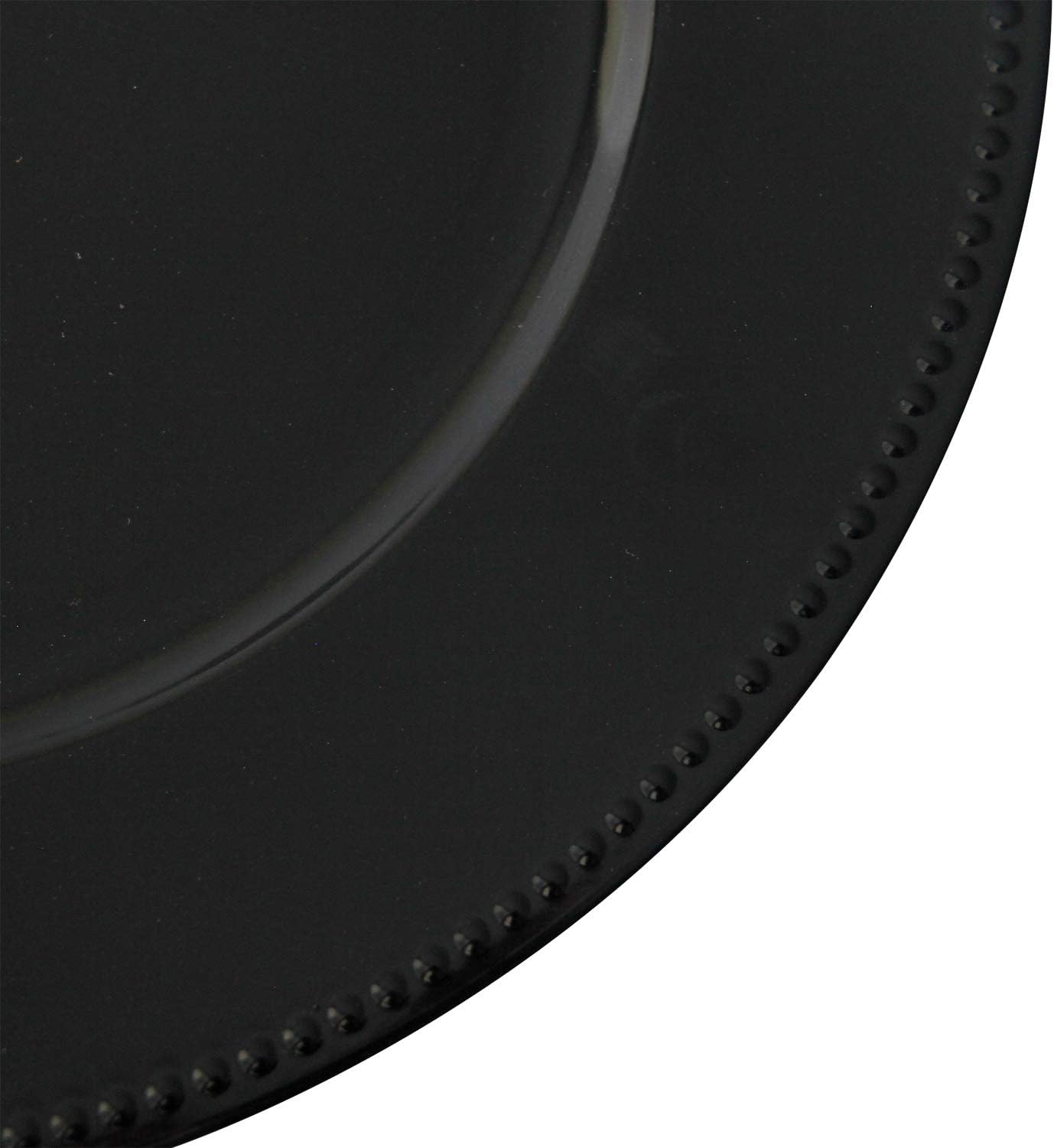  | Black Plastic Beaded Charger Plates - 12 pcs 13 Inch Round Wedding Party Decroation Charger Plates (Black, 12): Charger & Service Plates