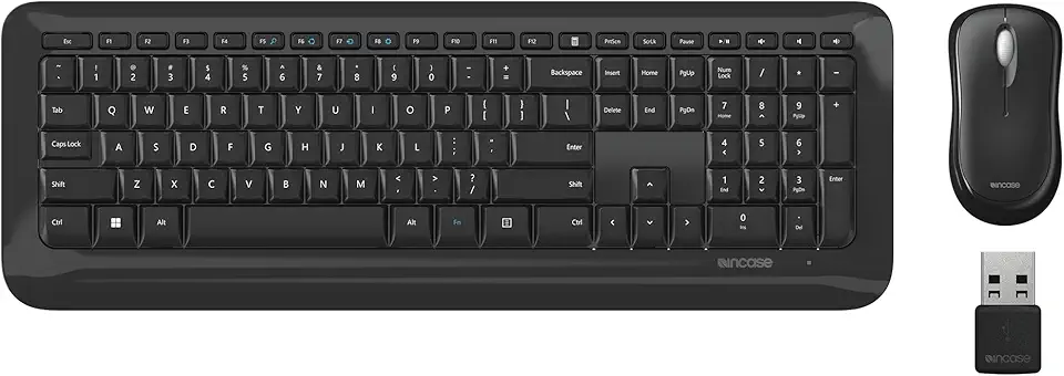 Incase Combo de teclado e mouse para desktop 850 – projetado pela Microsoft – conexão sem fio, rastreamento de precisão, criptografia AES sem fio de 128 bits, teclas de atalho do Windows, design