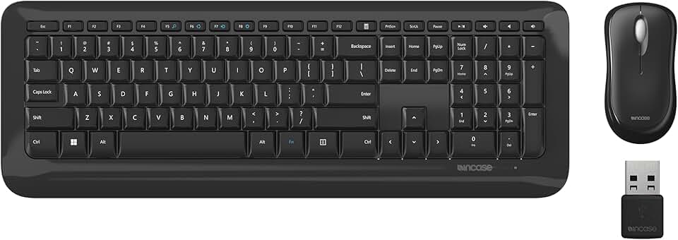 Incase Combo de teclado e mouse para desktop 850 – projetado pela Microsoft – conexão sem fio, rastreamento de precisão, criptografia AES sem fio de 128 bits, teclas de atalho do Windows, design