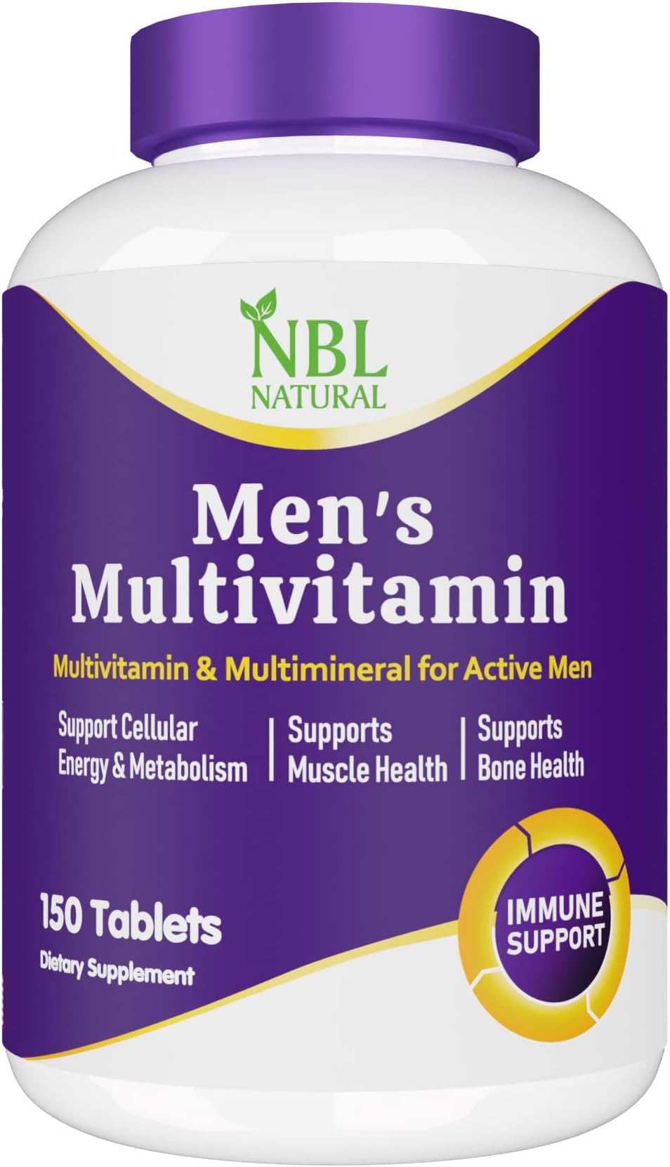 NBL Natural High Potency Multivitamins for Active Men, Muscle Health Support, Immune Support, Energy & Metabolism Support, 150 Tablets