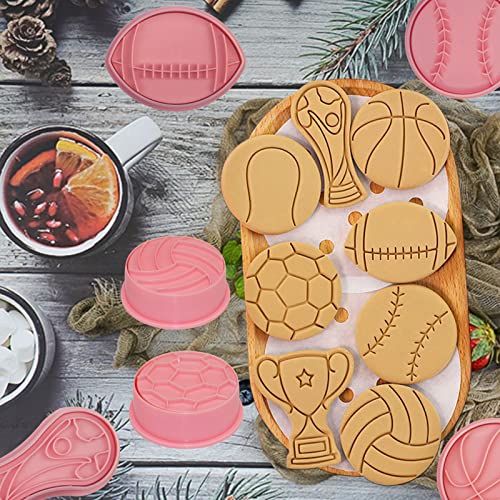 8 Pieces Cookie Cutters Sports Ball 3D Football Volleyball Soccer Basketball Shape Biscuit Cutter Cookie Stamps Mold For Diy Cookie Baking Supplies #TOP6