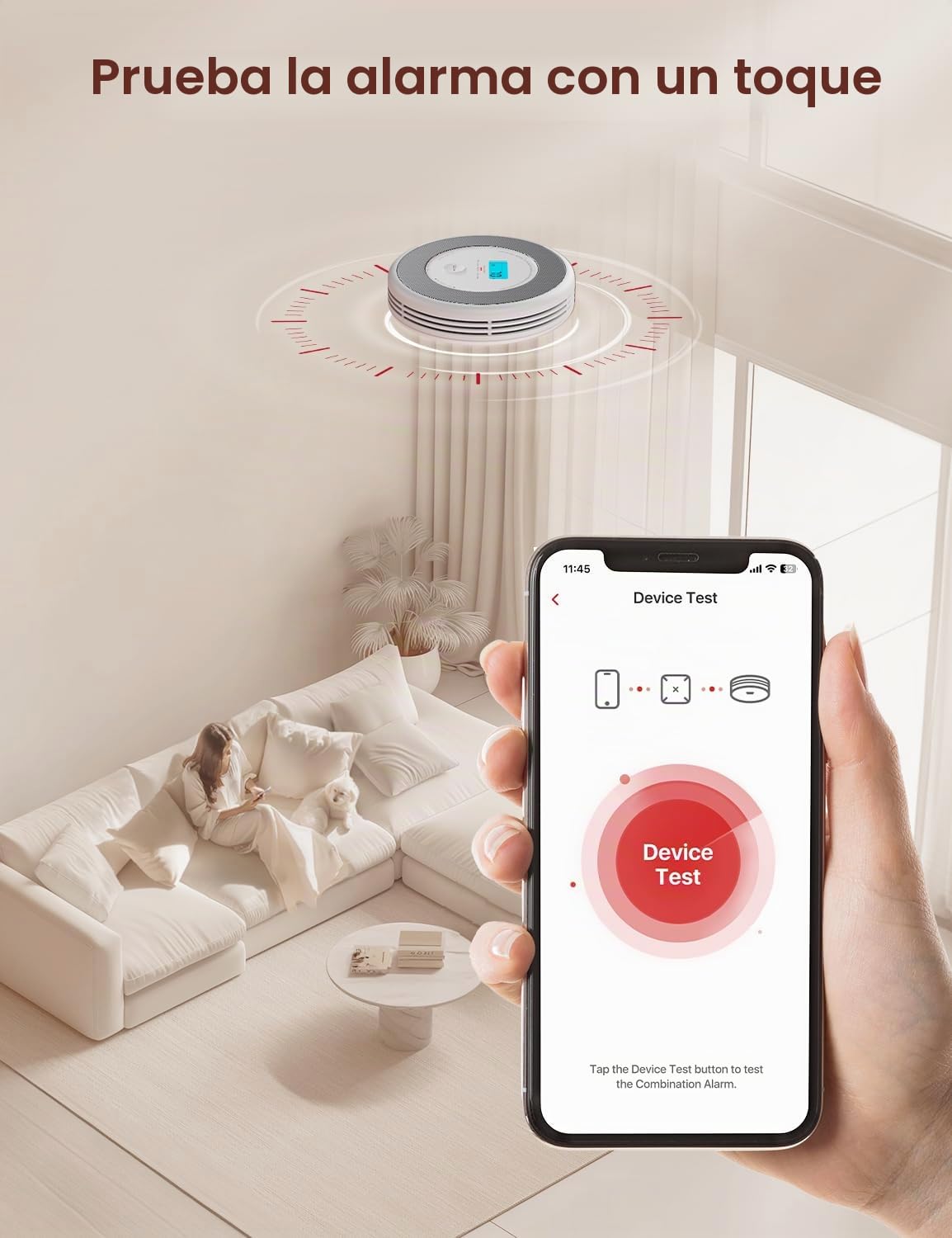 X-Sense Alarma combinada de humo y monóxido de carbono Wi-Fi para el hogar con alertas de voz en inglés, alarma de voz inalámbrica interconectada requiere estación base SBS50, XP0A-MR, paquete de 1