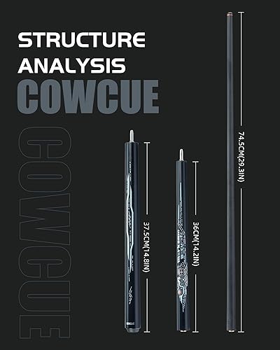 Miniatura 3 de CRICAL Serie de taco de salto y quiebre de fibra de carbono de 3 piezas, taco de salto profesional y potente con punta de 12.9mm y articulación