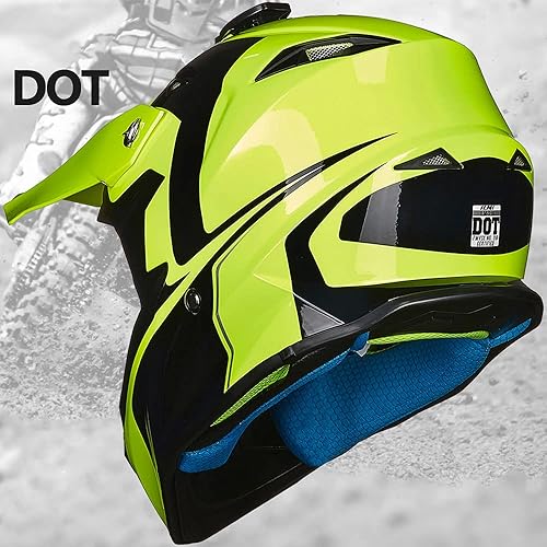 Miniatura 4 de ILM - Casco de motocross para adultos y niños, con forro supersuave, con soporte para cámara, para hombres o mujeres, para ATV, motocicleta, doble