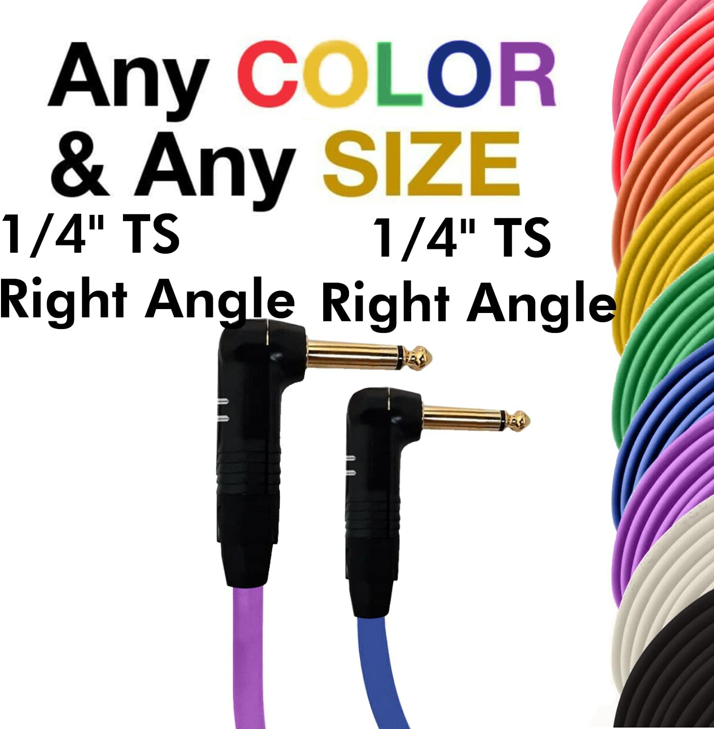 COLUBER CABLE Right Angle 1/4" TS to Right Angle 1/4" TS - 15 Feet - Pink - Pro 3-Pin Microphone Connector for Powered Speakers, Audio Interface or Mixer for Live Performance & Recording