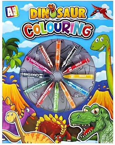 Dinosaur Colouring Book for Boys with Wax Crayons