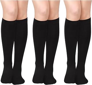 Sarfel Women's Knee High Cotton Socks 3-Pack - Soft Breathable Tall Socks for Daily Wear, Sports & Halloween Costumes