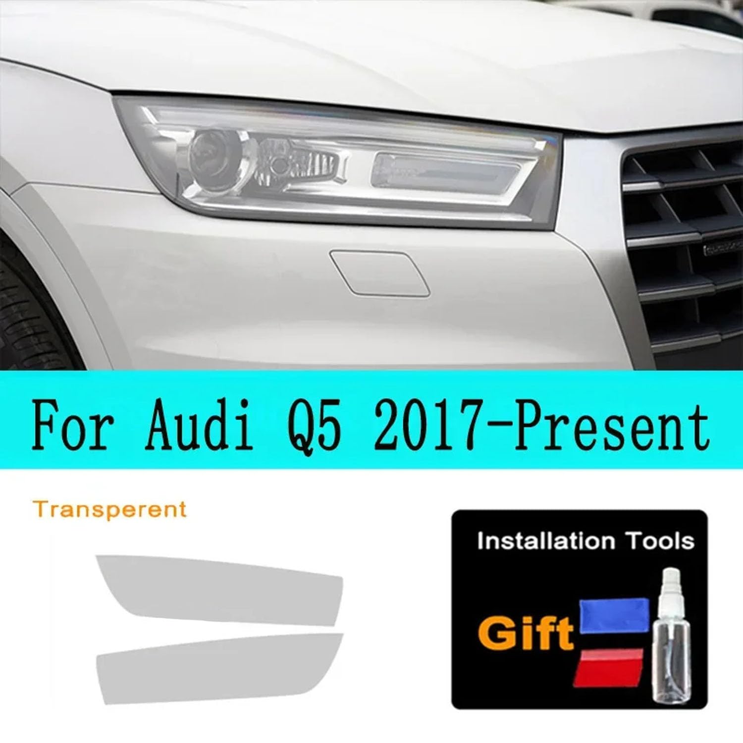 Für Audi Q5 SQ5 Quattro Facelift 2021 2022 Auto Scheinwerfer Schutz Folie TPU Scheinwerfer Film Anti Scratch Auto-Styling Aufkleber,transparent