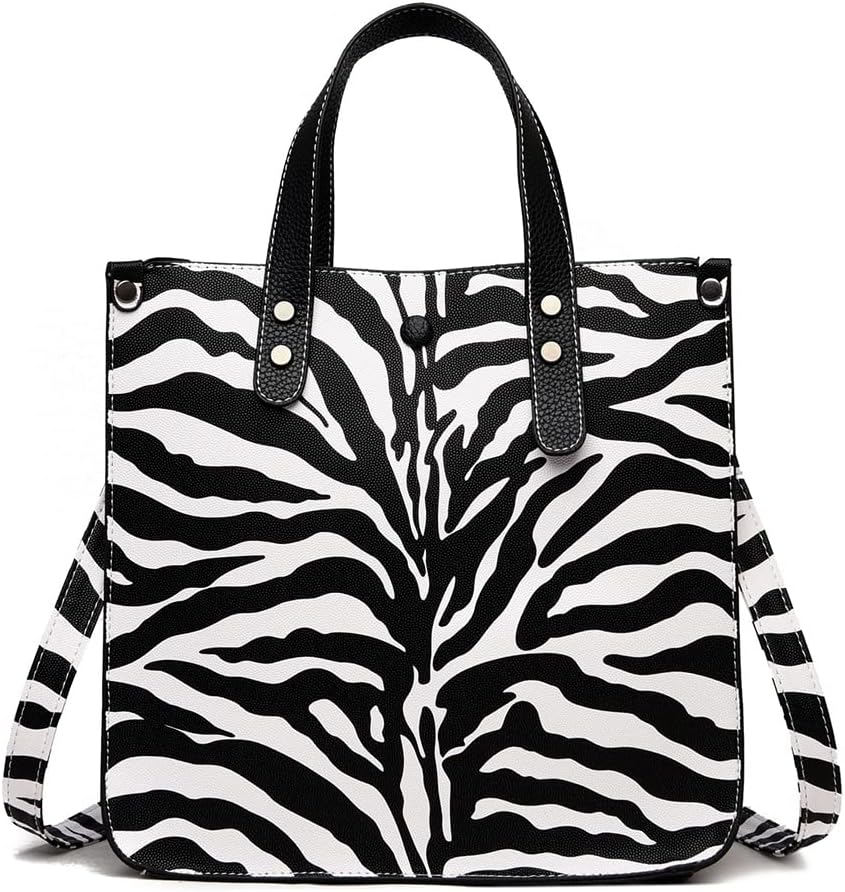 Chikencall Women 2Pcs Handbag and Purses Leopard Zebra Cows Deer Print Pattern Tote Leather Shoulder Satchel
