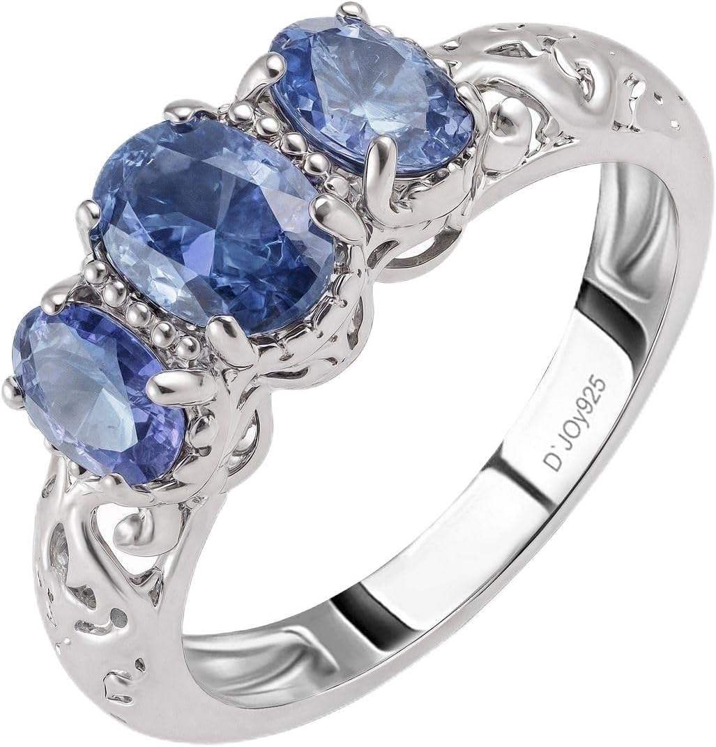 SHOP LC DELIVERING JOY 3 Birthstone Rings for Women in 925 Sterling Silver with Platinum Plating - Mothers Daughters Promise Engagement Rings - Gemstones Jewelry for Her Anniversarys Gifts for Women