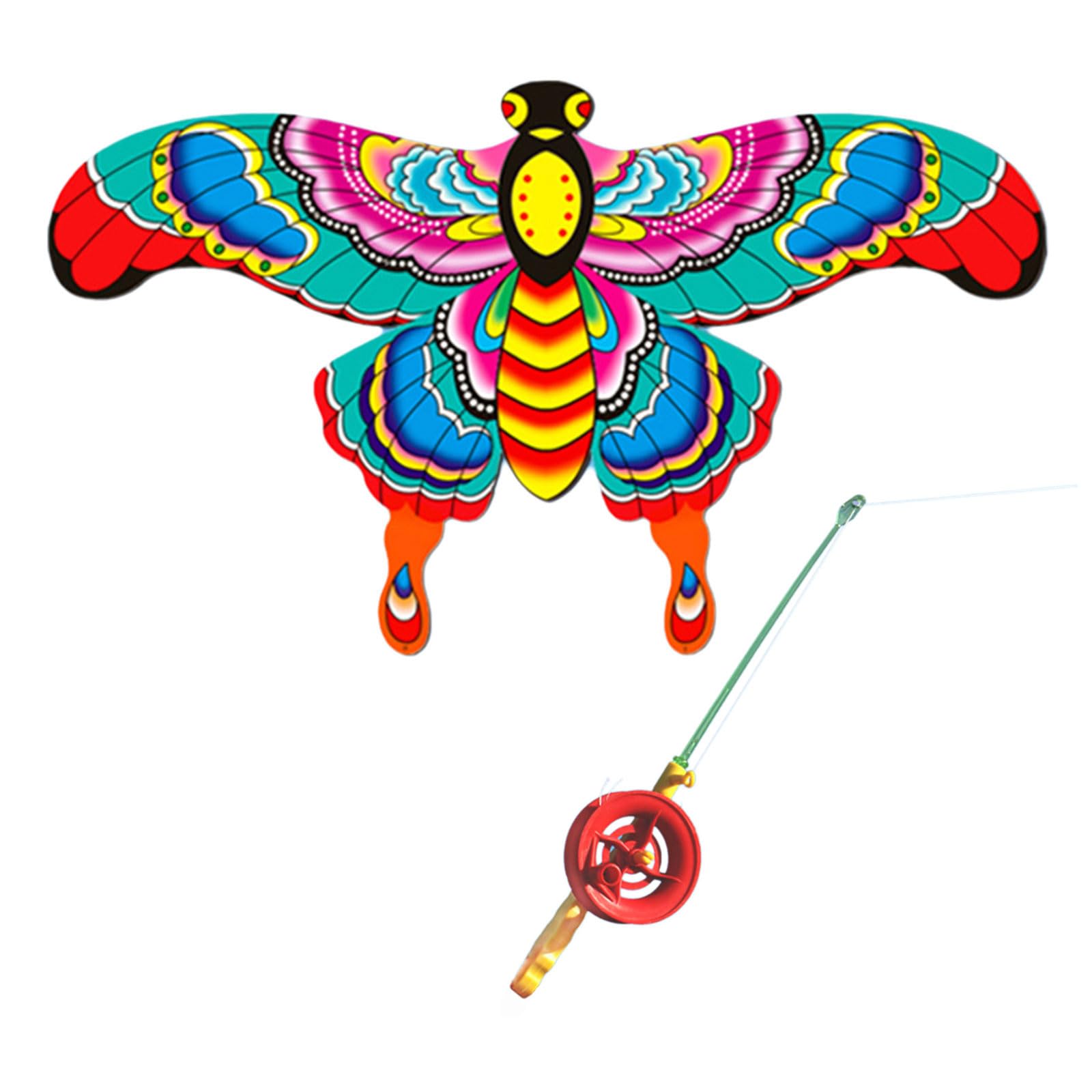 Adrosstoller Dynamic Wing Kites with Fishing Rod Line Dynamic Kites Kites Flying Toy for Children EasyFly Kites Outdoor Toy