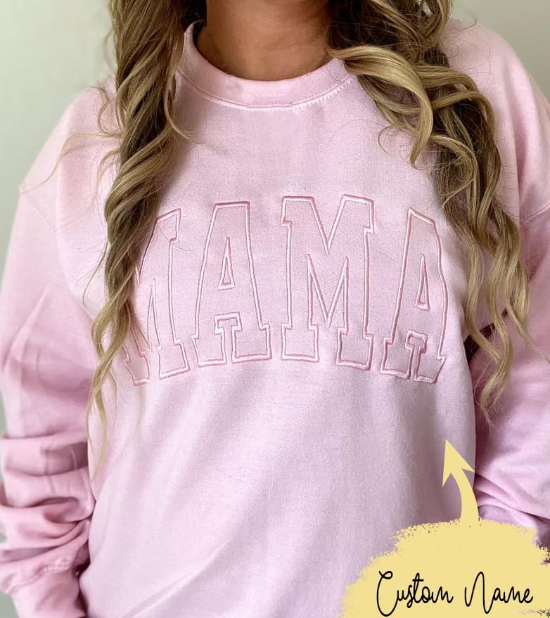 Miniatura 2 de Personalized Embroidered Mama Sweatshirt With Kid Names On Sleeve, Mom Sweatshirt For Women, Gifts For Mom Grandma
