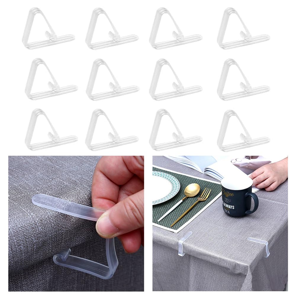 Buy Fapiwen 12pcs Table Cloth Clips, Transparent Plastic Windproof Table Cover Holder Clamp