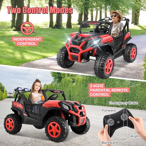 image for Hikole 24V Ride on Car Truck with Remote Control, 4WD/2WD Switchable 2