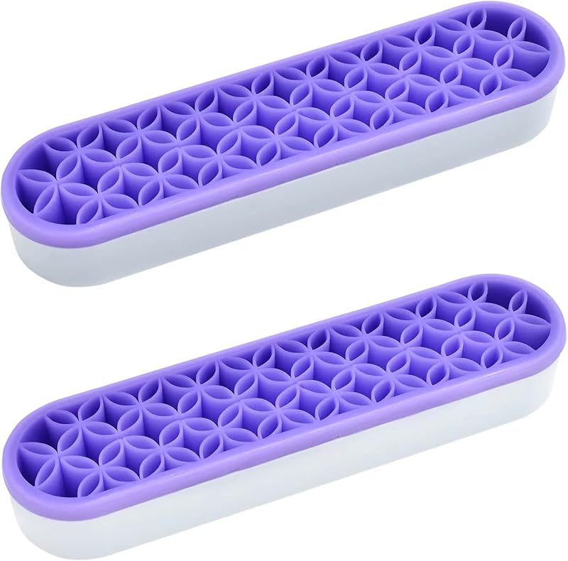 2 PCS Multi-Purpose Cosmetic Storage Box, Desktop Organizers Silicone Make Up Brush Storage Stand, Desktop Storage Box for Eyeliner Pencil, Art Supplies, Painting Brush (Purple)