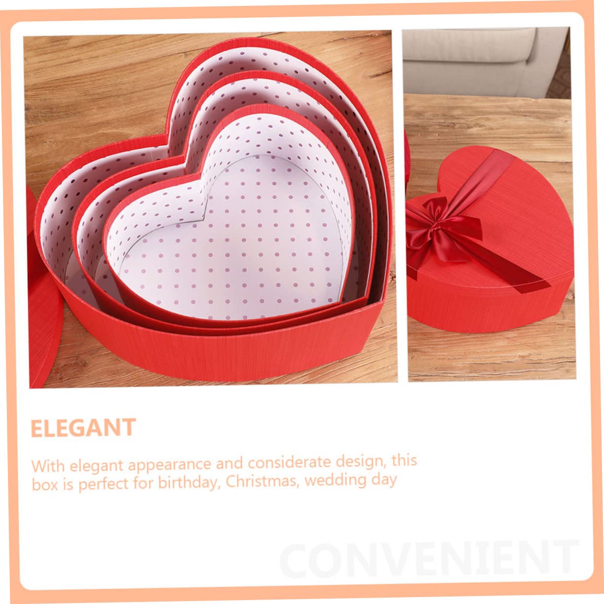 Abaodam Herzförmige Geschenkboxen 3 Stück aus Papier für Hochzeit Weihnachten Valentinstag