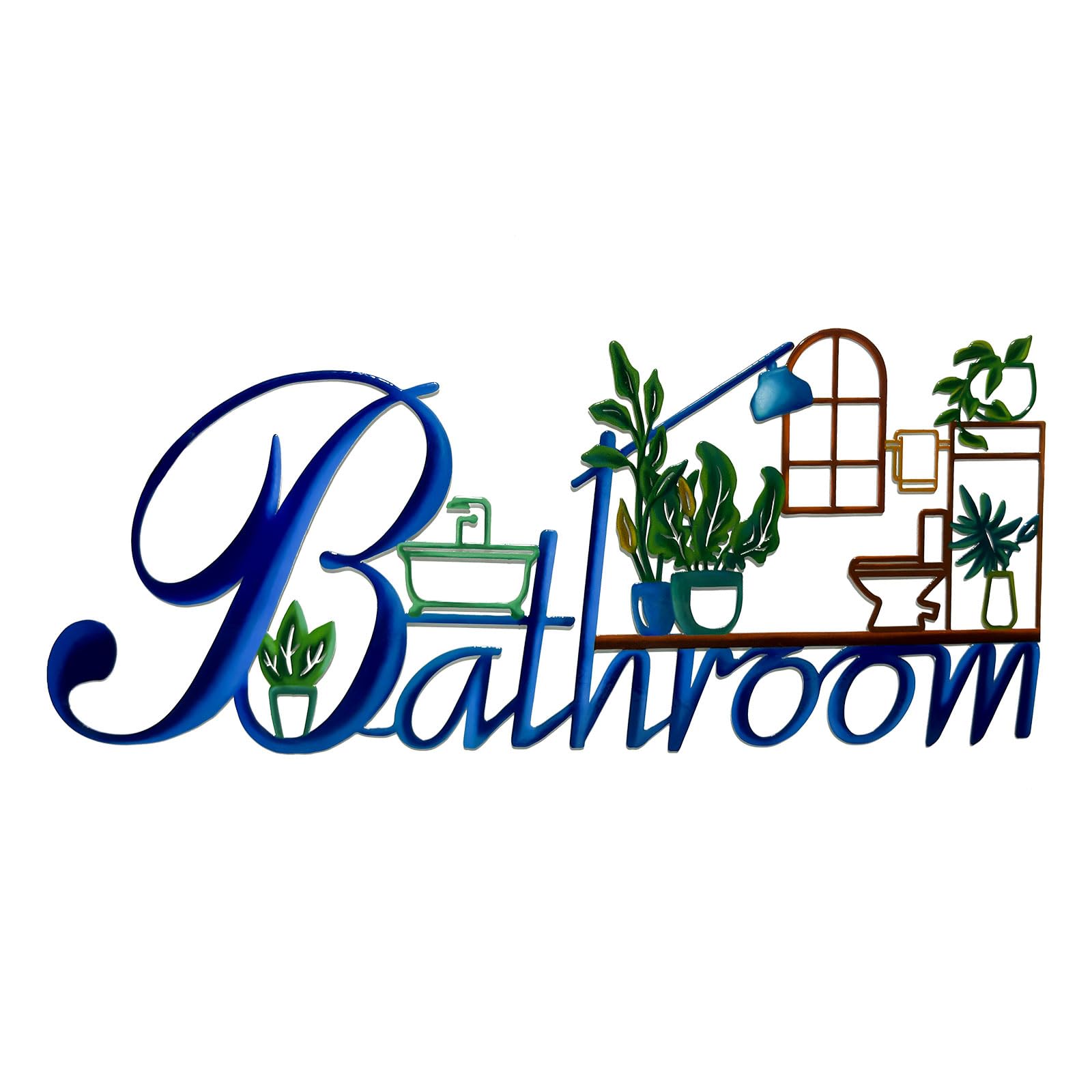 Primst Bathroom Sign, Bathroom Word Search Wall Decor, Funny Bathroom Sign Wall Decor, Bathroom Wall Art Metal Decor for Home Decorations (Color)