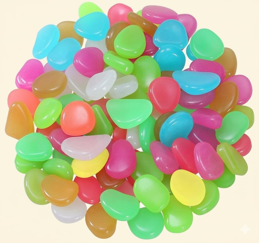 swimero,Colorful Glowing Garden Pebbles, Glow in The Dark Decorative Stones for Walkways & Decor, Solar Power Luminous Stones Glowing Rocks for Plants Pot-picture-39