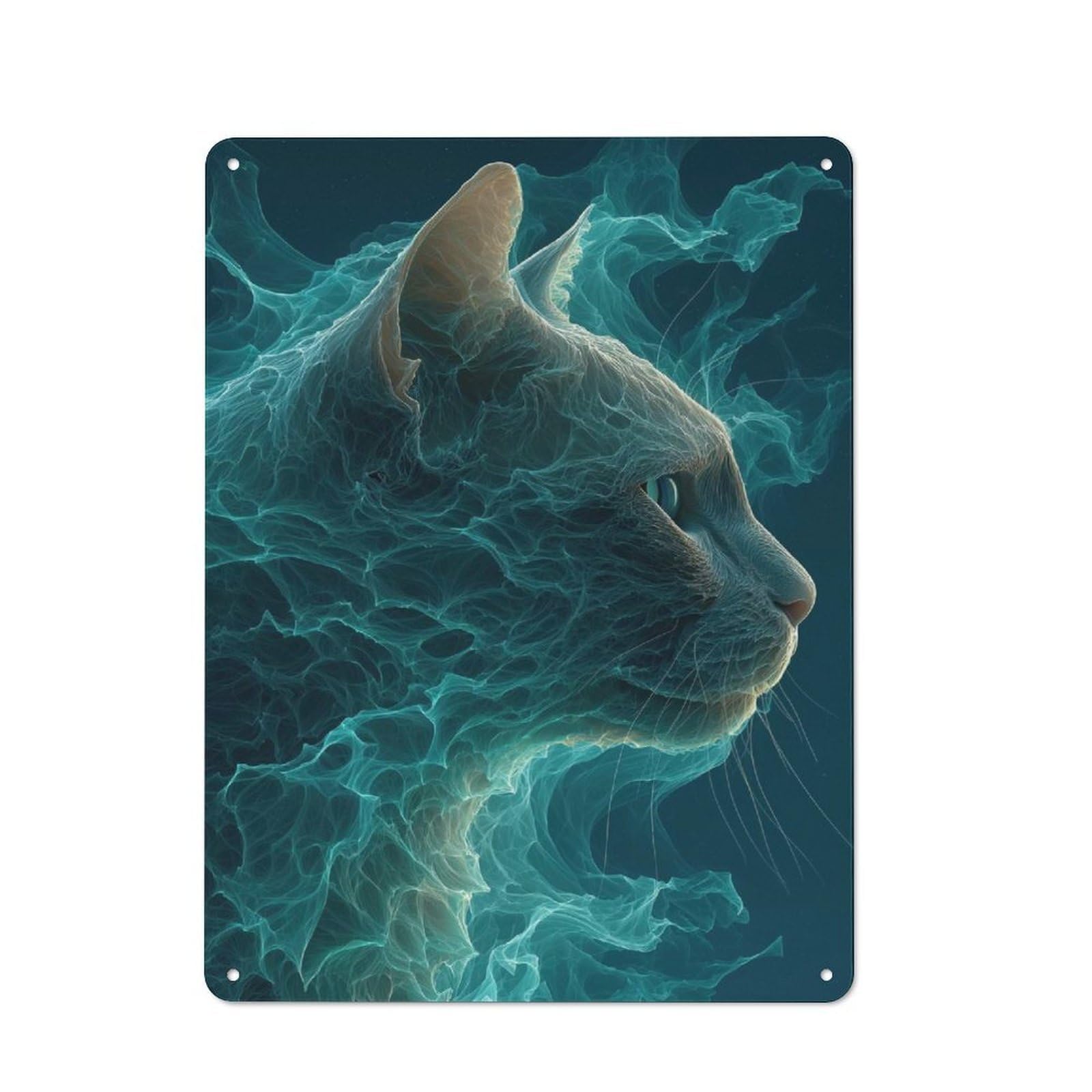 Junmoney Style-4 Abstract Cat Portrait Tin Sign 40X30cm, Creative Studio Wall Plaque For Hobby Room, Office, Lounge Or Living Room