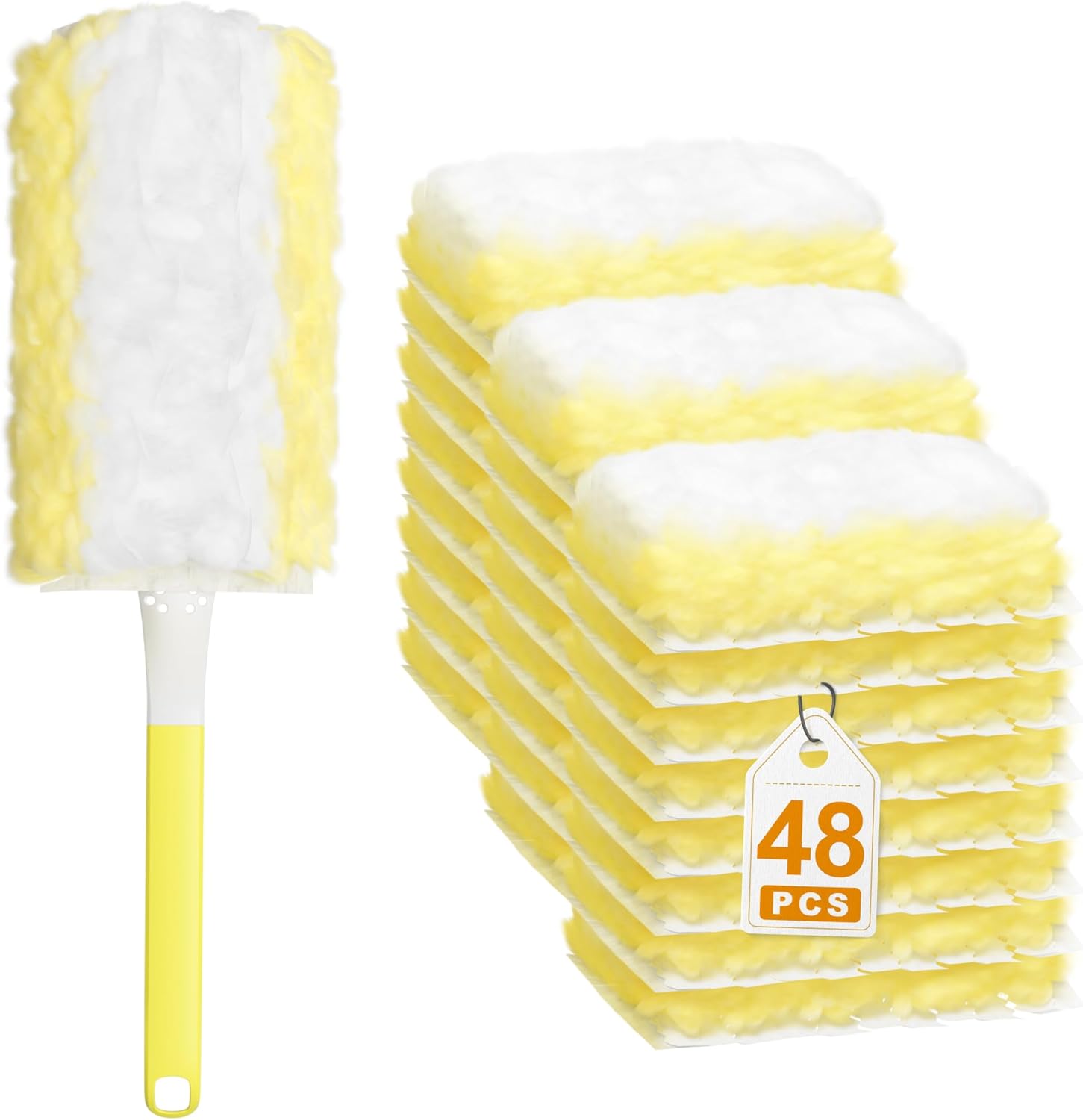JOYMOOP Disposable Electrostatic Duster for Cleaning,with 1 Handles & 48 Ct Yellow Heavy Duty Refills for Swiffer Feather Duster,Household Cleaning Tool for Electronics,Dusting Furniture,Blinds JOYMOOP Disposable Electrostatic Duster for Cleaning,with 1 Handles & 48 Ct Yellow Heavy Duty Refills for Swiffer Feather Duster,Household Cleaning Tool for Electronics,Dusting Furniture,Blinds