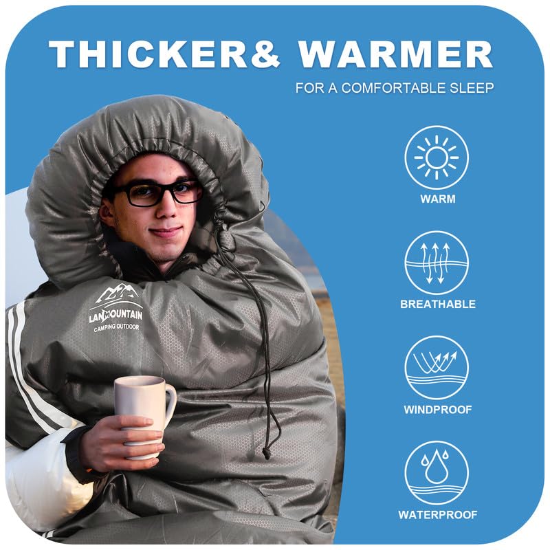 sleeping bag for adultswaterproofbackpacking lightweight-3 season warm amp cool weather 10-45girls boys for outdoor hiking travel gear must kids sleep accessories