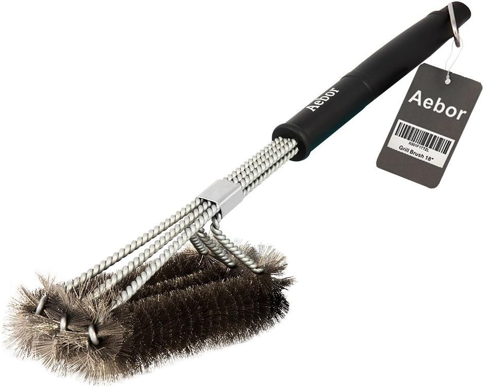 Aebor BBQ Grill Brush Barbecue Cleaner Best 3-in-1 Cleaning Accessories Tool Stainless Steel Wire Bristles with Comfortable Handle, Best gift for Chef or Griller 18''