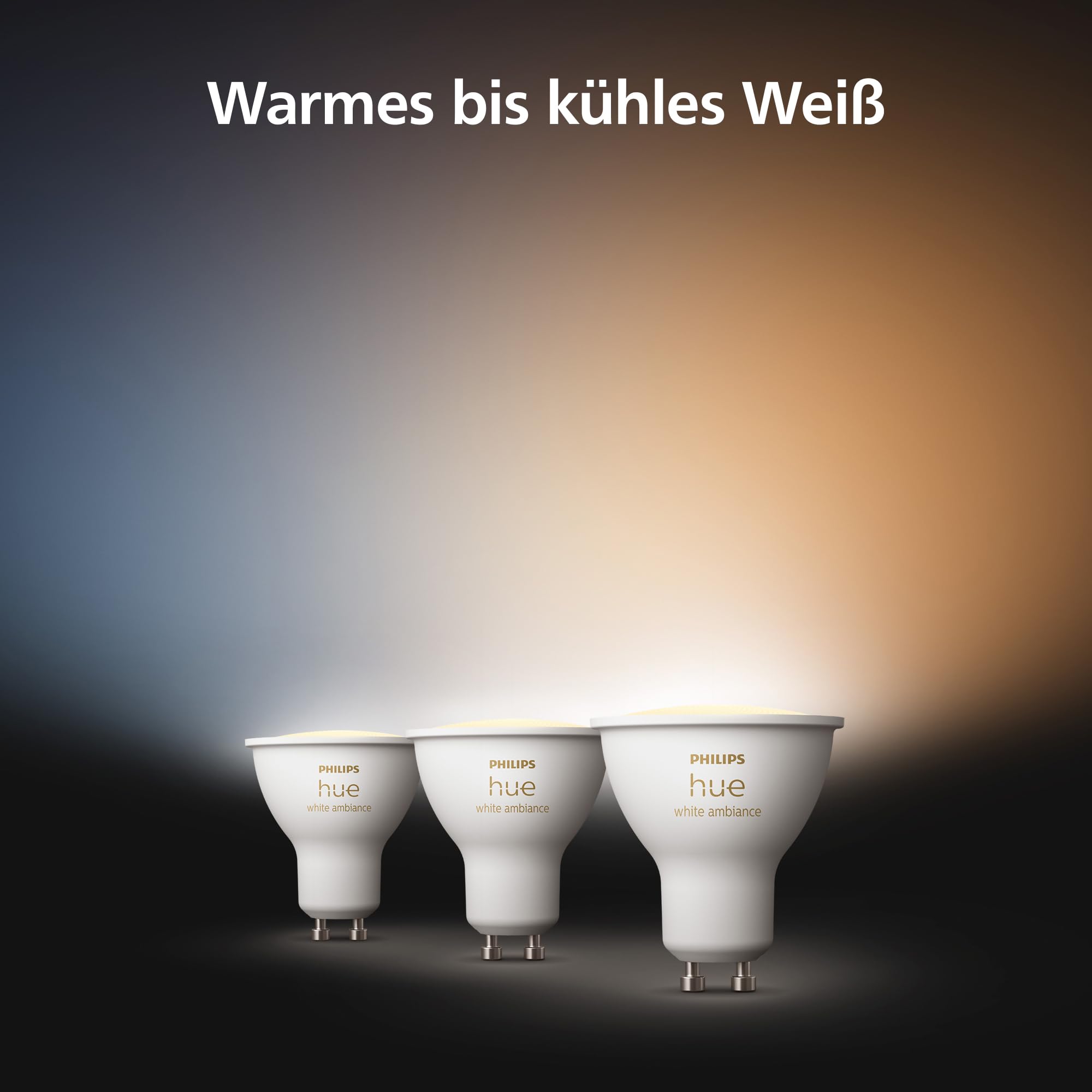 Philips Hue White Ambiance GU10 LED Spot 3er Pack 400lm dimmbare smarte Lichtsteuerung warmweiß kaltweiß