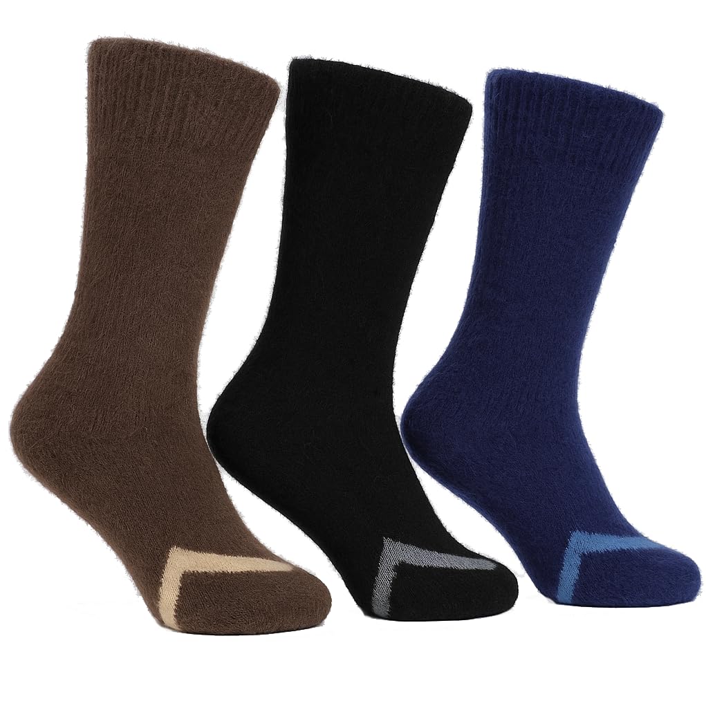 Weavers Villa Men’s Lamb Wool Socks | Ultra-Soft & Super Stretchable | Naturally Warm Winter Socks with Stylish Stripe Design (Set of 3 – Brown, Black & Navy Blue)-picture-18