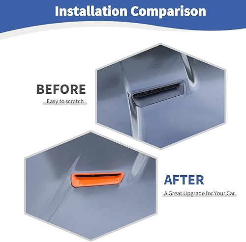 Miniatura 9 de RT-TCZ Para Challenger Hood Scoop Insertar Ventilaciones Cubierta Trim Rojo para Dodge Challenger 2015-2023 Rojo Exterior Accesorios 2pcs