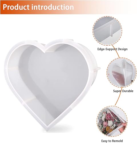 Miniatura 4 de Moldes de silicona grandes para resina, moldes de corazón de resina de 7.3 x 8.3 x 2 pulgadas, moldes de resina epoxi profunda para preservación de