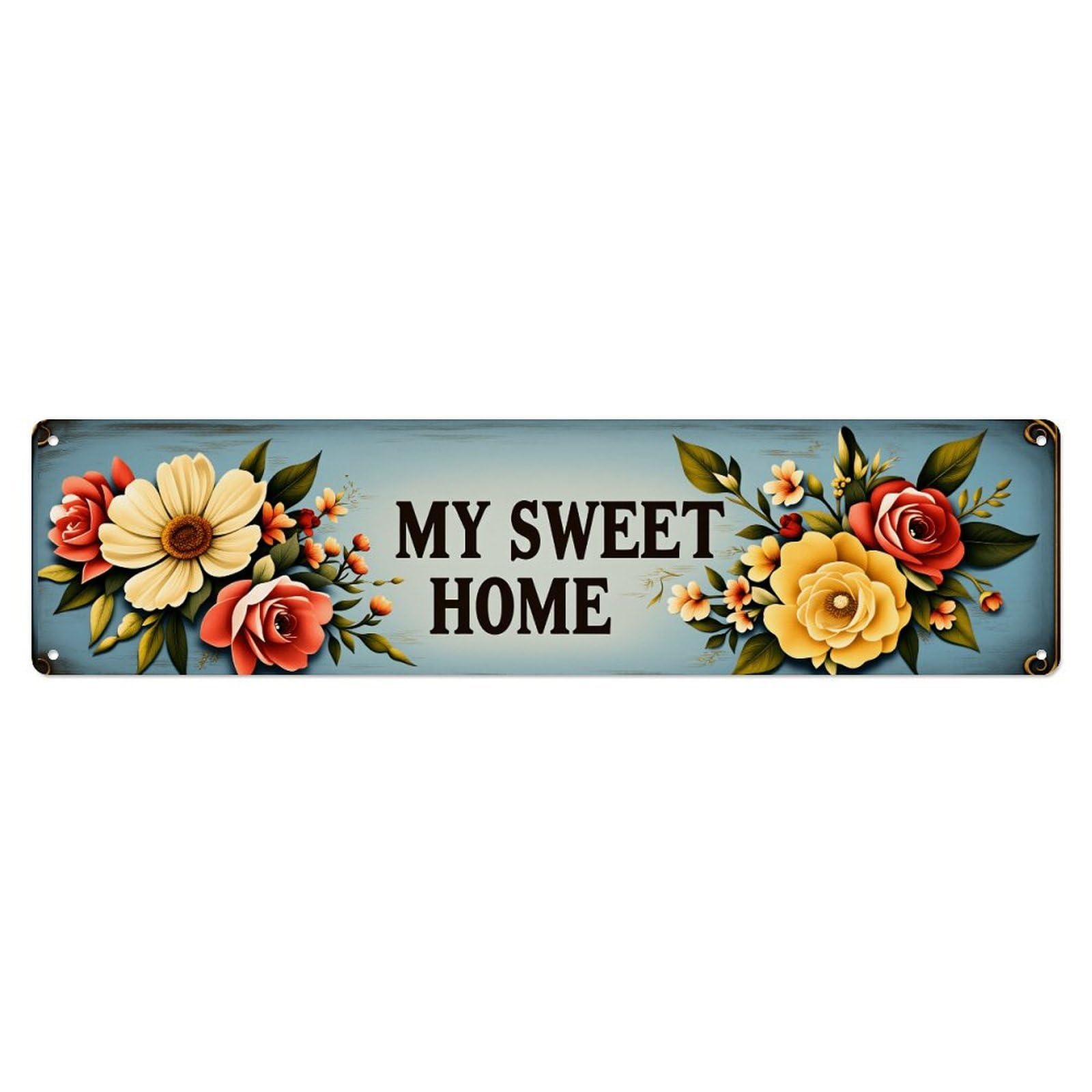 Floral Home Decor Sign Tin Sign Vintage Metal Poster Retro Bar, Home, Man Cave, Kitchen, Laundry Room Wall Art Decor Gift 4x16 Inch