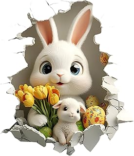 ウォールデカール 2Dかわいい剥がせる粘着壁紙 穴あきデザイン ウサギ卵柄 ウォールステッカー 寝室装飾 イースター対応 子供部屋向け 軽量簡単貼付 壁面アート インテリアアクセント | 保育園 教室 用