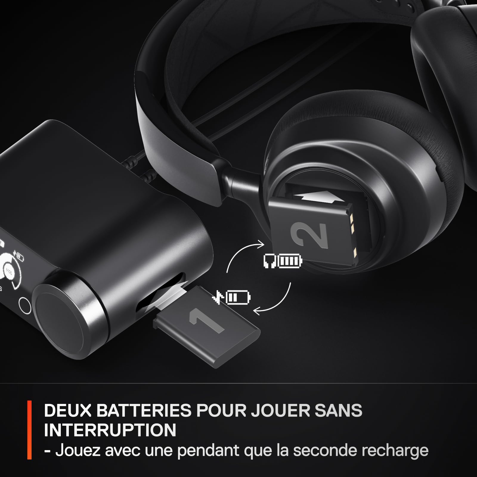 SteelSeries Casque gaming multi-système Arctis Nova Pro Wireless - Haut-parleurs magnétiques en néodyme - Réduction de bruit active -Autonomie sans fil illimitée -Micro ClearCast Gen 2 - PC,PS5,Mobile